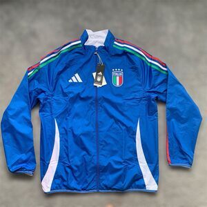 Adidas Men Italy FIGC Anthem Jacket Reversible Blue White Soccer IX0418 Size L